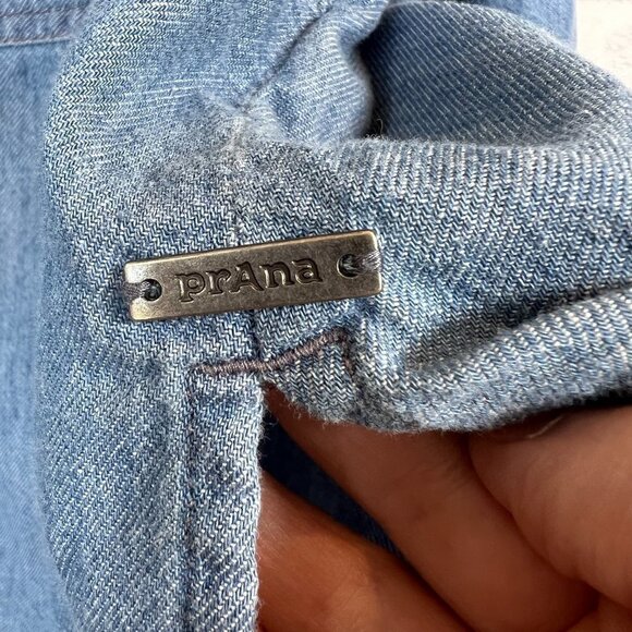 Prana Shirt Womens SZ Small Washed Out Denim Chambray 100% Organic Cotton Simple - Picture 12 of 15